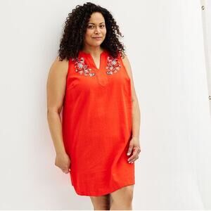 Croft & Barrow® Embroidered Split Neck Dress